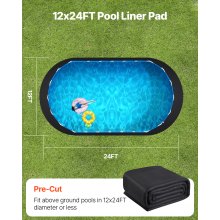 VEVOR Revestimiento para Piscina Ovalado 3,7x7,3 m para Piscinas Elevadas, Negro