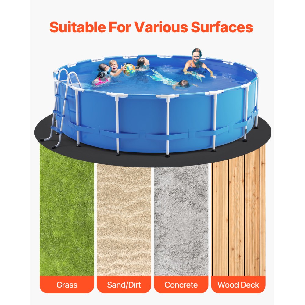 VEVOR Revestimiento Redondo para Piscinas, 4,6 m Revestimiento Extragrueso para Piscinas Elevadas, Evita Pinchazos, Base de Geotextil Reciclado, Prolonga la Vida Útil del Revestimiento, Negro
