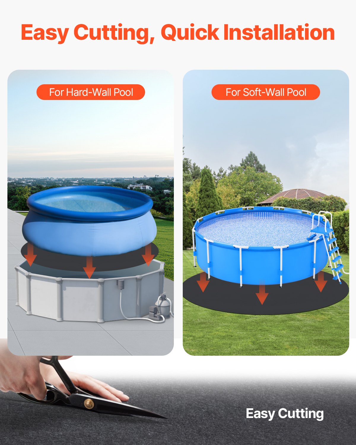 VEVOR Revestimiento Redondo para Piscinas, 4,6 m Revestimiento Extragrueso para Piscinas Elevadas, Evita Pinchazos, Base de Geotextil Reciclado, Prolonga la Vida Útil del Revestimiento, Negro
