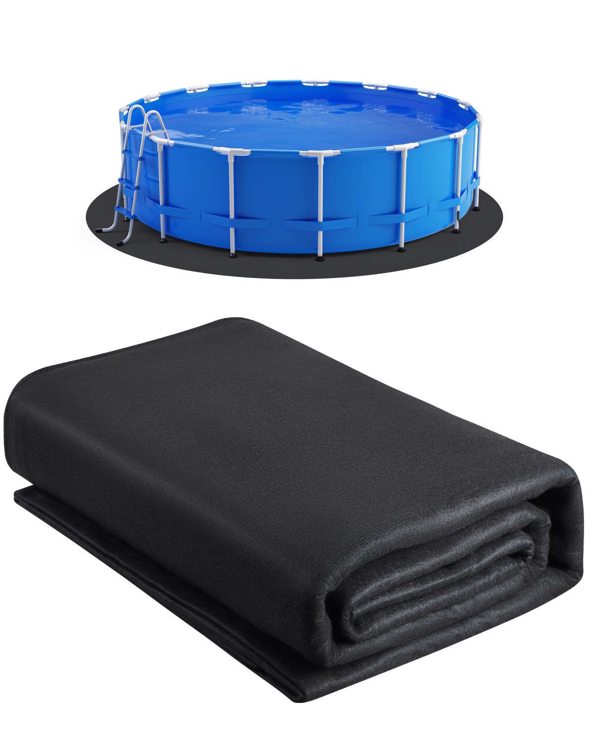 VEVOR Revestimiento Redondo para Piscinas, 4,6 m Revestimiento Extragrueso para Piscinas Elevadas, Evita Pinchazos, Base de Geotextil Reciclado, Prolonga la Vida Útil del Revestimiento, Negro