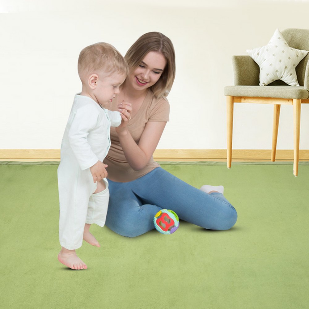 Alfombra De Juego Para Bebés Suaves Lana De Coral Y Espuma 2 X 2.4m Manta Verde