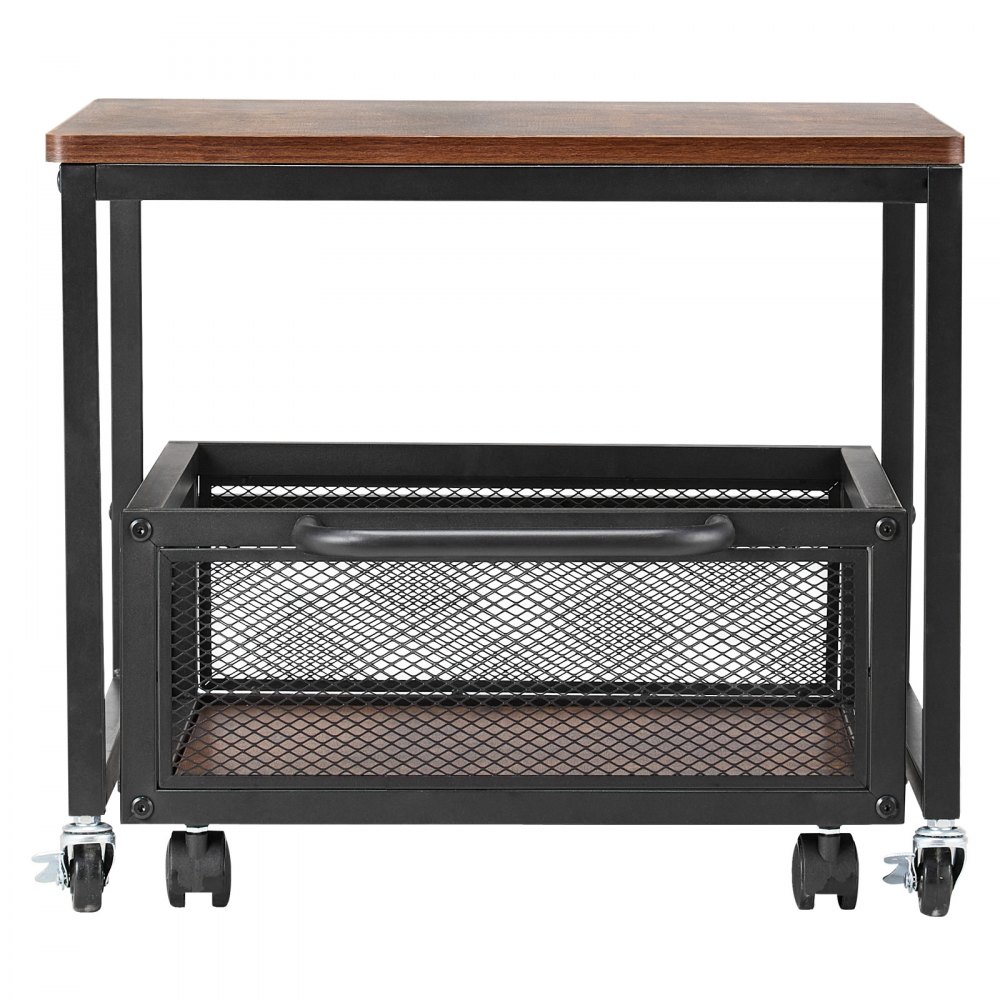 VEVOR Mini Refrigerador con Soporte de Almacenamiento, con Carrito de Almacenamiento Móvil y Ruedas Giratorias, para Cafetería, Robusto, para Dormitorio en Casa, Marrón Oscuro, 500 x 500 x 430 mm