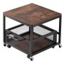 VEVOR Mini Refrigerator Stand, Refrigerator Holder with 90 kg Load Capacity, Refrigerator Table with Movable Storage Cart & Swivel Wheels, Beverage Refrigerator Stand for Coffee Bar/Apartment, Dark Brown