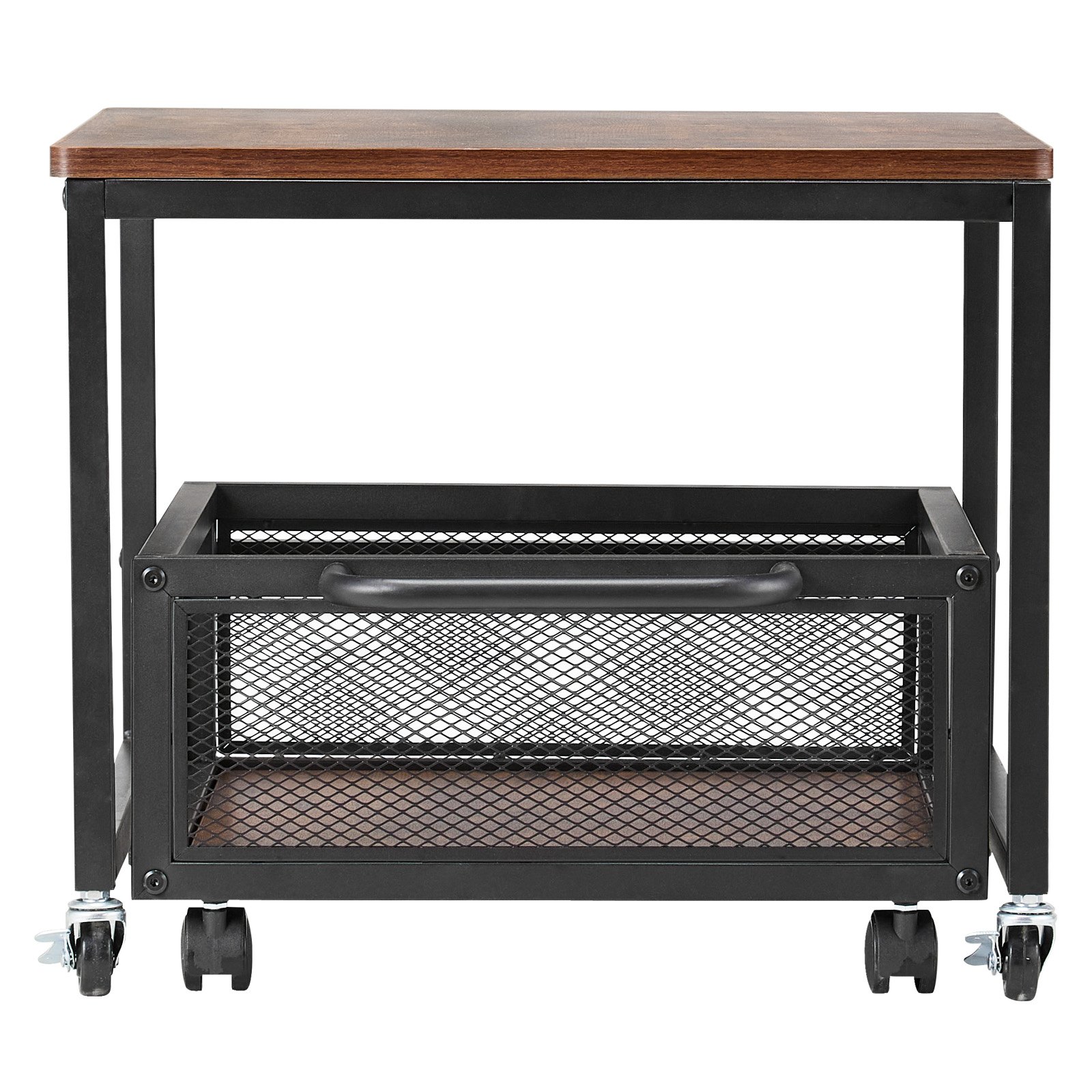 VEVOR Mini Refrigerador con Soporte de Almacenamiento, con Carrito de Almacenamiento Móvil y Ruedas Giratorias, para Cafetería, Robusto, para Dormitorio en Casa, Marrón Oscuro, 500 x 500 x 430 mm