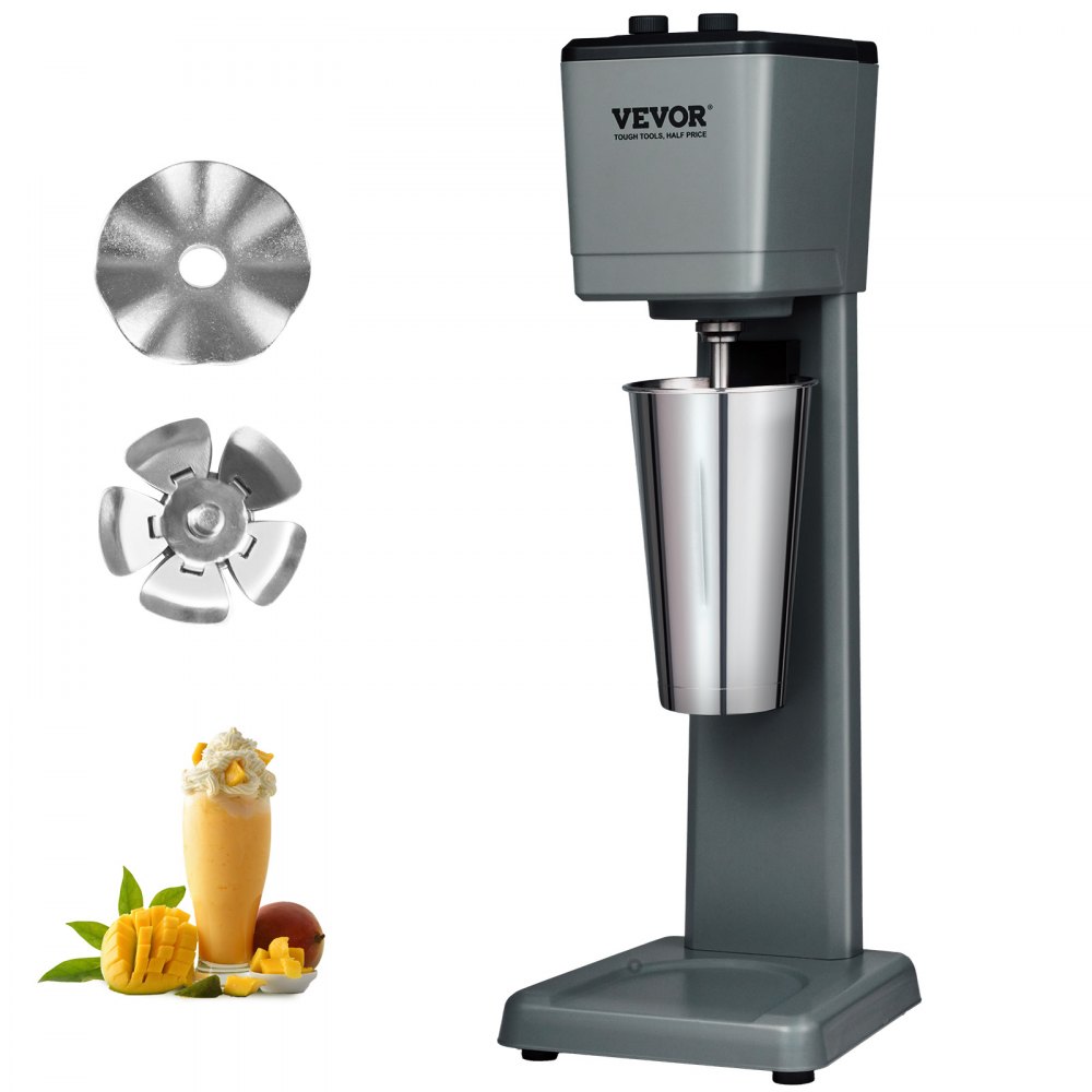 VEVOR Batidora Eléctrica para Batidos de Un Solo Cabezal, 375 W, 3 Velocidades, 15000/18000/21000 RPM, Vaso de Acero Inoxidable de 820 ml para Preparar Bebidas, Té con Leche, Batidos, Barra Casera