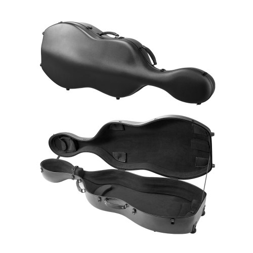 VEVOR Estuche para Violonchelo 4/4 de Tamaño Completo, Estuche para Violonchelo Antiarañazo y Portátil de Fibra de Carbono Compuesta con Forro de Felpa, Correas Dobles para el Hombro, Negro