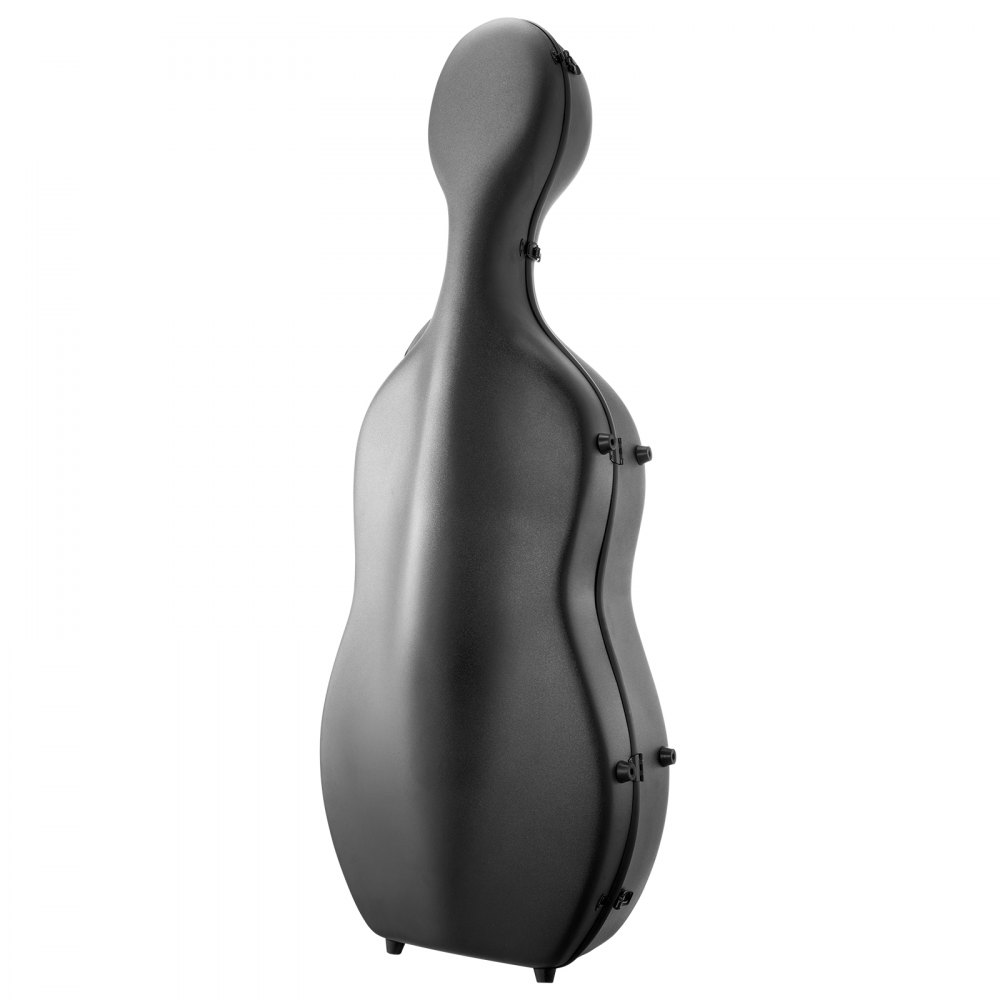 VEVOR 4/4 Full-Size Cello Case, Composite Carbon Fiber, Portable Travel Carrying Case, with Soft Lining, Two Shoulder Straps, Scratch-Resistant, Professional Cello Shape, for Cello, Black