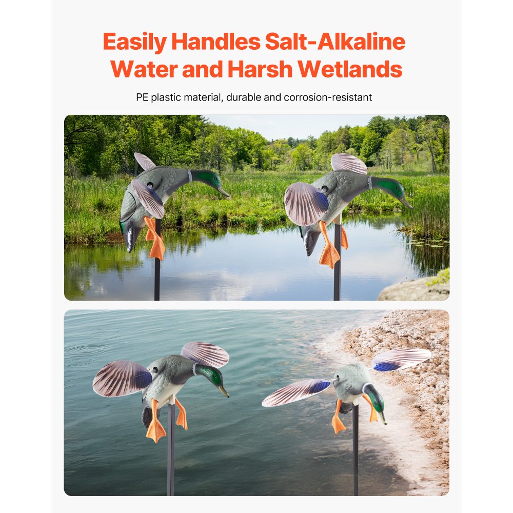 VEVOR Spinning Wing Motion Duck Decoys, Outdoor Teal Decoys for Hunting, Floating Duck for Pool, Pond, and Lake, Realistic Plastic Duck Hunting Decoy, Garden Yard Decoration, Easy to Carry, 1-Pack