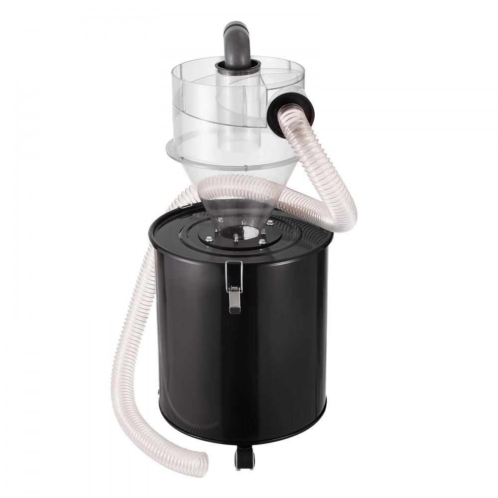 VEVOR Separador de Polvo Ciclónico con Tanque de Metal Capacidad de 50 L Colector de Polvo Ciclónico ABS con Adaptador de 50 mm Manguera de 2 m para Aspiradoras de Polvo de Taller Húmedo/Seco