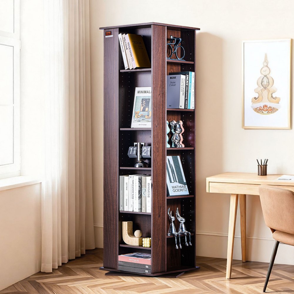 VEVOR Gabinete de almacenamiento multimedia, torre multimedia giratoria, capacidad para hasta 1040 CD, protege y organiza colecciones de música, películas, videojuegos o recuerdos - Espresso
