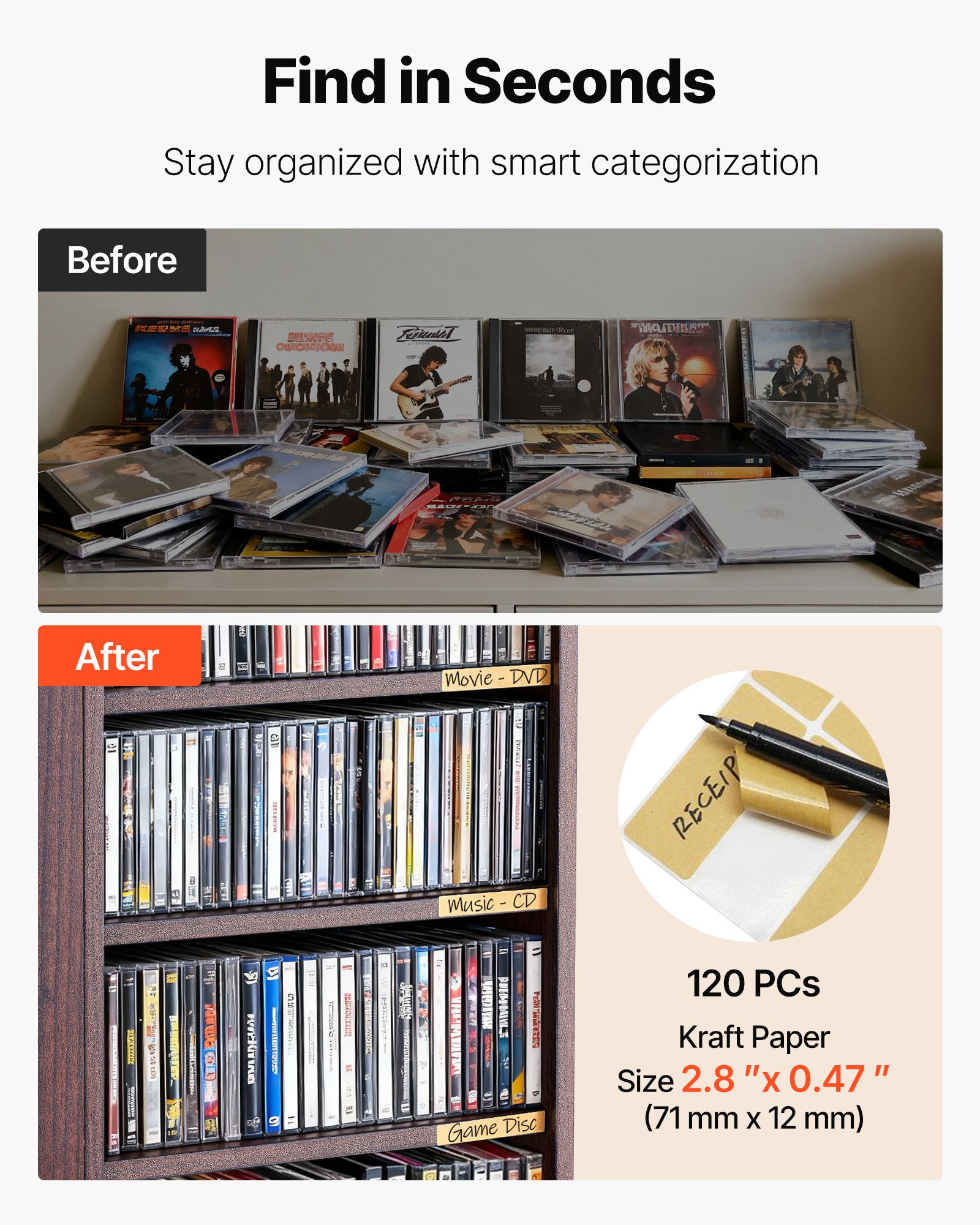 VEVOR Gabinete de almacenamiento multimedia, torre multimedia giratoria, capacidad para hasta 1040 CD, protege y organiza colecciones de música, películas, videojuegos o recuerdos - Espresso