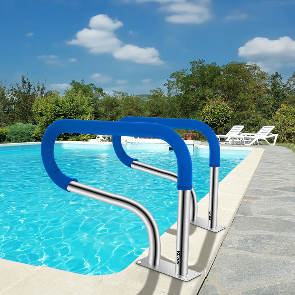VEVOR Pasamanos Piscina Barandilla para Piscina con Placa Base Acero Inoxidable Baranda de Piscina 81,1 x 57,2 cm Pasamanos Fácil Montaje con Cubierta