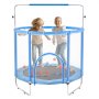 VEVOR Trampolín para Niños con Red Interior y Exterior 1470 x (1540-1690)mm Azul