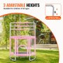 VEVOR Trampolín para Niños para Interiores y Exteriores, Mini Trampolín Recreativo para Niños Pequeños con Red de Seguridad y Aro de Baloncesto, para Niños de más de 3 Años, 1470 x (1540-1690)mm, Rosa