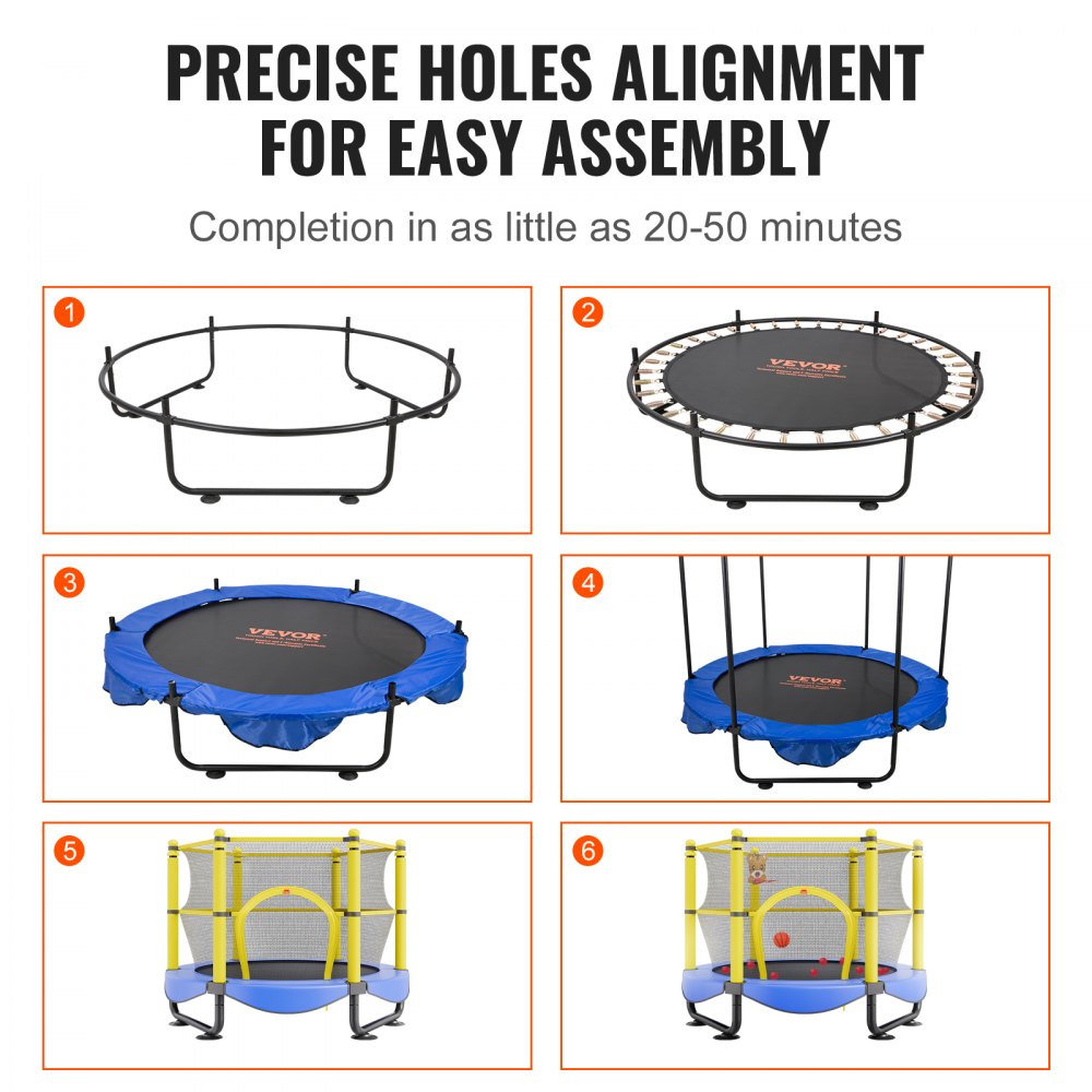 VEVOR Trampolín para Niños Cama Elástica Interior y Exterior de 152,4 cm para Niños Pequeños con Red de Seguridad, Aro de Baloncesto y Bolas Oceánicas, Regalo de Cumpleaños para Niños Más de 3 Años