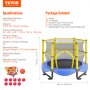 VEVOR Trampolín para Niños Cama Elástica Interior y Exterior de 152,4 cm para Niños Pequeños con Red de Seguridad, Aro de Baloncesto y Bolas Oceánicas, Regalo de Cumpleaños para Niños Más de 3 Años