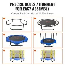 VEVOR Trampolín para Niños Cama Elástica Interior y Exterior de 152,4 cm para Niños Pequeños con Red de Seguridad, Aro de Baloncesto y Bolas Oceánicas, Regalo de Cumpleaños para Niños Más de 3 Años