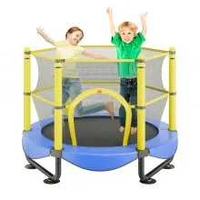 VEVOR Trampolín para Niños Cama Elástica Interior y Exterior de 152,4 cm para Niños Pequeños con Red de Seguridad, Aro de Baloncesto y Bolas Oceánicas, Regalo de Cumpleaños para Niños Más de 3 Años
