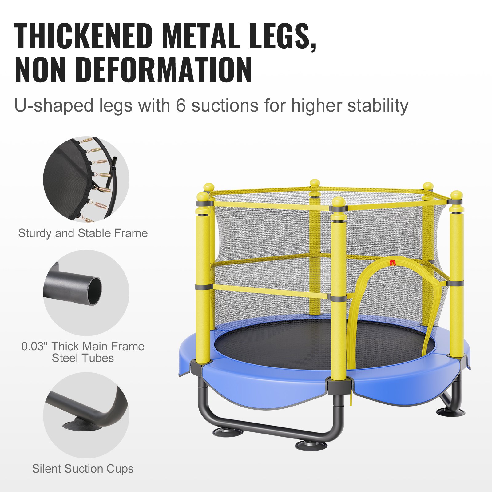 VEVOR Trampolín para Niños Cama Elástica Interior y Exterior de 152,4 cm para Niños Pequeños con Red de Seguridad, Aro de Baloncesto y Bolas Oceánicas, Regalo de Cumpleaños para Niños Más de 3 Años