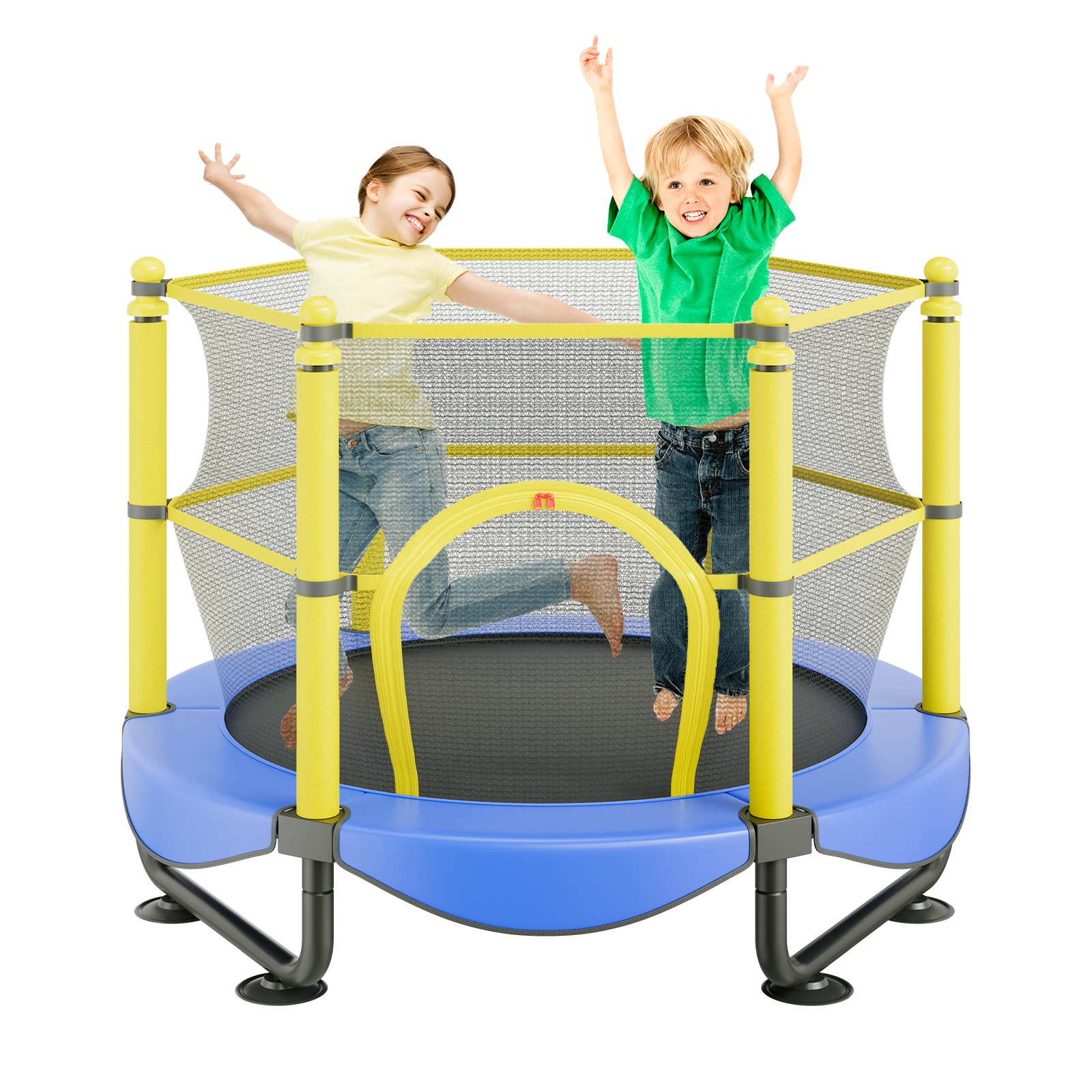 VEVOR Trampolín para Niños Cama Elástica Interior y Exterior de 152,4 cm para Niños Pequeños con Red de Seguridad, Aro de Baloncesto y Bolas Oceánicas, Regalo de Cumpleaños para Niños Más de 3 Años
