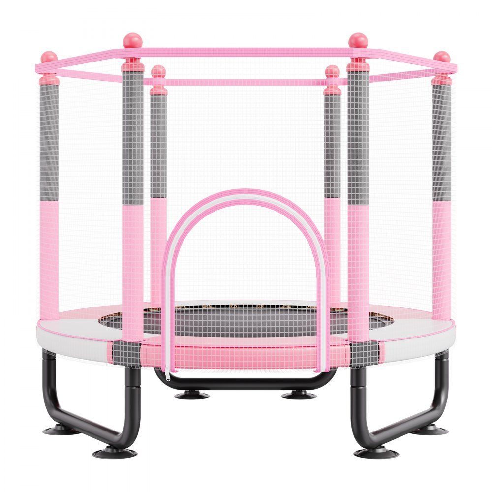VEVOR Kids Trampoline Outdoor Trampoline Mini Leisure Trampoline 1545 mm for Toddlers with Safety Net & Basketball Hoop, Birthday Gift Christmas Toy for Children 3 Years and Up Pink