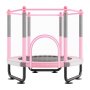 VEVOR Trampolín para Niños para Interiores y Exteriores, Mini Trampolín Recreativo para Niños Pequeños con Red de Seguridad y Aro de Baloncesto, para Niños de más de 3 Años, 1545 x 1210 mm, Rosa