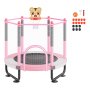 VEVOR Trampolín para Niños para Interiores y Exteriores, Mini Trampolín Recreativo para Niños Pequeños con Red de Seguridad y Aro de Baloncesto, para Niños de más de 3 Años, 1545 x 1210 mm, Rosa