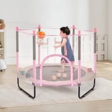 VEVOR Trampolín para Niños con Red para Interior y Exterior 1545 x 1210 mm Rosa