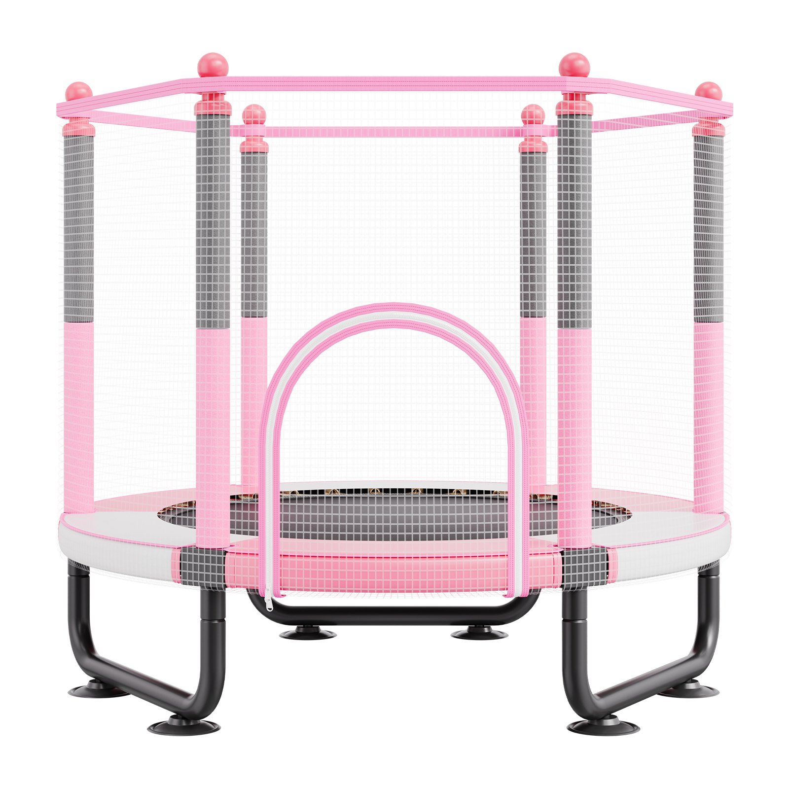VEVOR Kids Trampoline Outdoor Trampoline Mini Leisure Trampoline 1545 mm for Toddlers with Safety Net & Basketball Hoop, Birthday Gift Christmas Toy for Children 3 Years and Up Pink