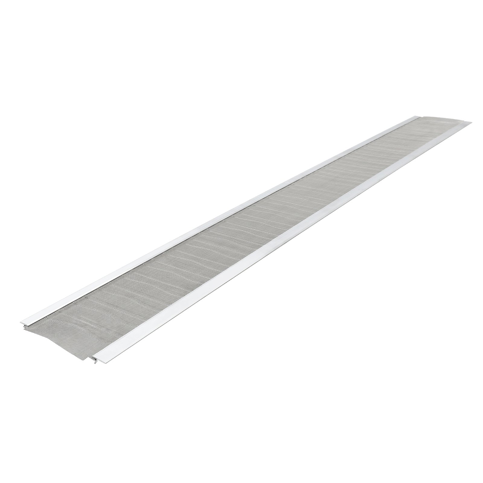 VEVOR Protector de Canalón de 152,4 mm x 14,63 m, Rejilla para Canalón de Aluminio con Malla Inoxidable, Cubierta Antihojas con Drenaje, Tornillos para Agujas de Pino, Residuos, Tejados, 12 Unidades