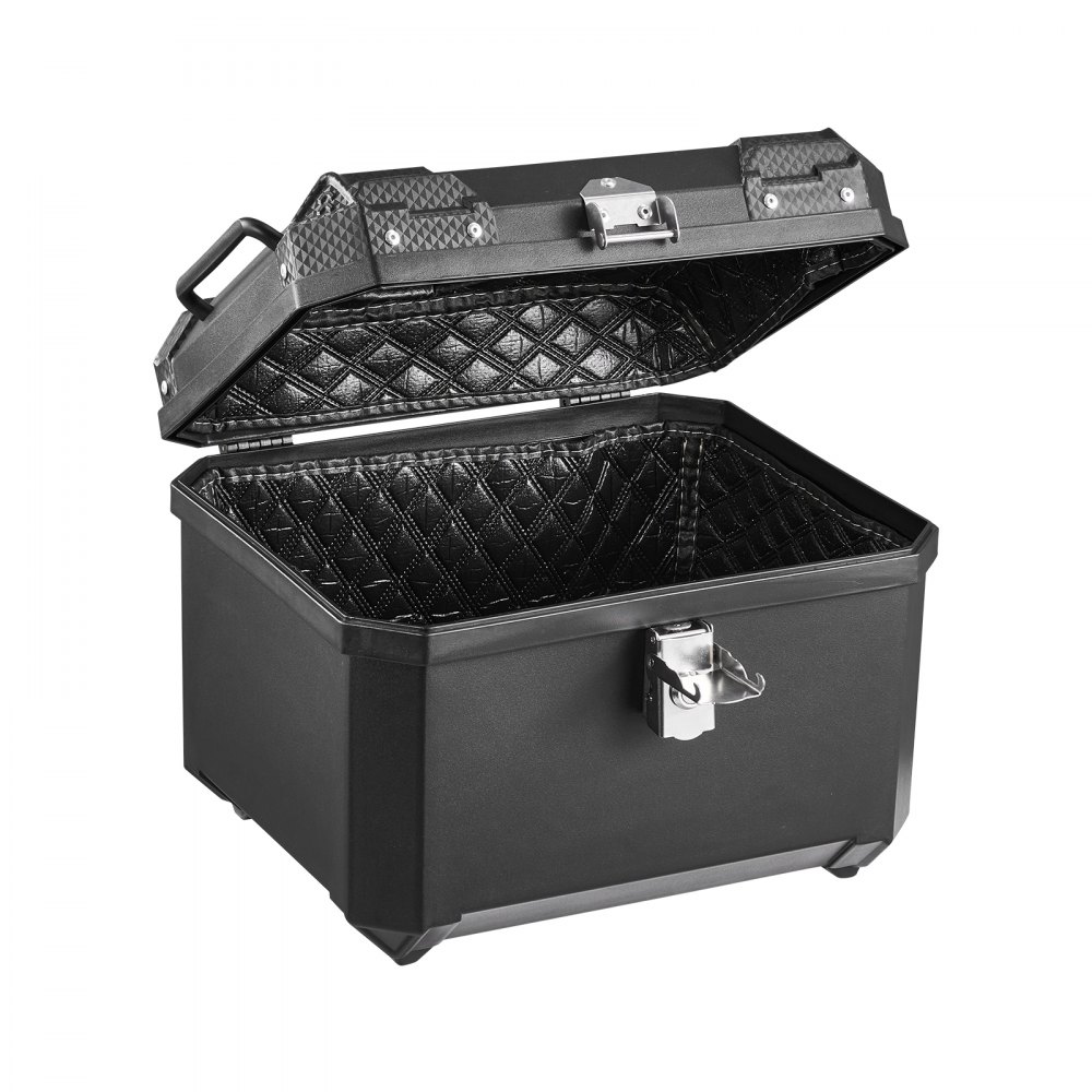 VEVOR Baúl para Moto 45 L, Maleta Trasera para Motocicleta de ABS, Universal, Duradera, Impermeable, Desmontable, con Cerradura de Seguridad, Forro de Cuero para Almacenamiento de Equipaje, Negro