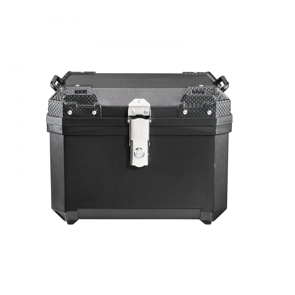 VEVOR Baúl para Moto 45 L, Maleta Trasera para Motocicleta de ABS, Universal, Duradera, Impermeable, Desmontable, con Cerradura de Seguridad, Forro de Cuero para Almacenamiento de Equipaje, Negro