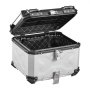 VEVOR Baúl para Moto 55 L de Aluminio, Maleta Trasera para Motocicleta Universal, Impermeable, Carcasa Duradera, Desmontable, con Cerradura de Seguridad y Forro de Cuero para Guardar Cascos, Plata