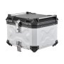 VEVOR Baúl para Moto 55 L de Aluminio, Maleta Trasera para Motocicleta Universal, Impermeable, Carcasa Duradera, Desmontable, con Cerradura de Seguridad y Forro de Cuero para Guardar Cascos, Plata