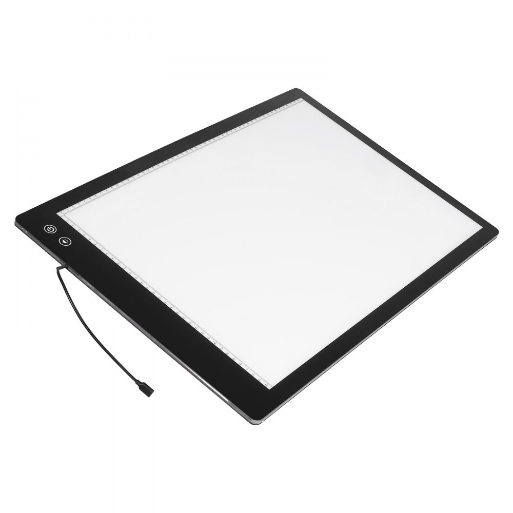 VEVOR Lightboard A2 LED Light Pad Lightbox with 6-level Dimmable Brightness, Rechargeable Light Panel for Tracing, Light Box for Diamond Painting, Animation, Sketching, Drawing, Black