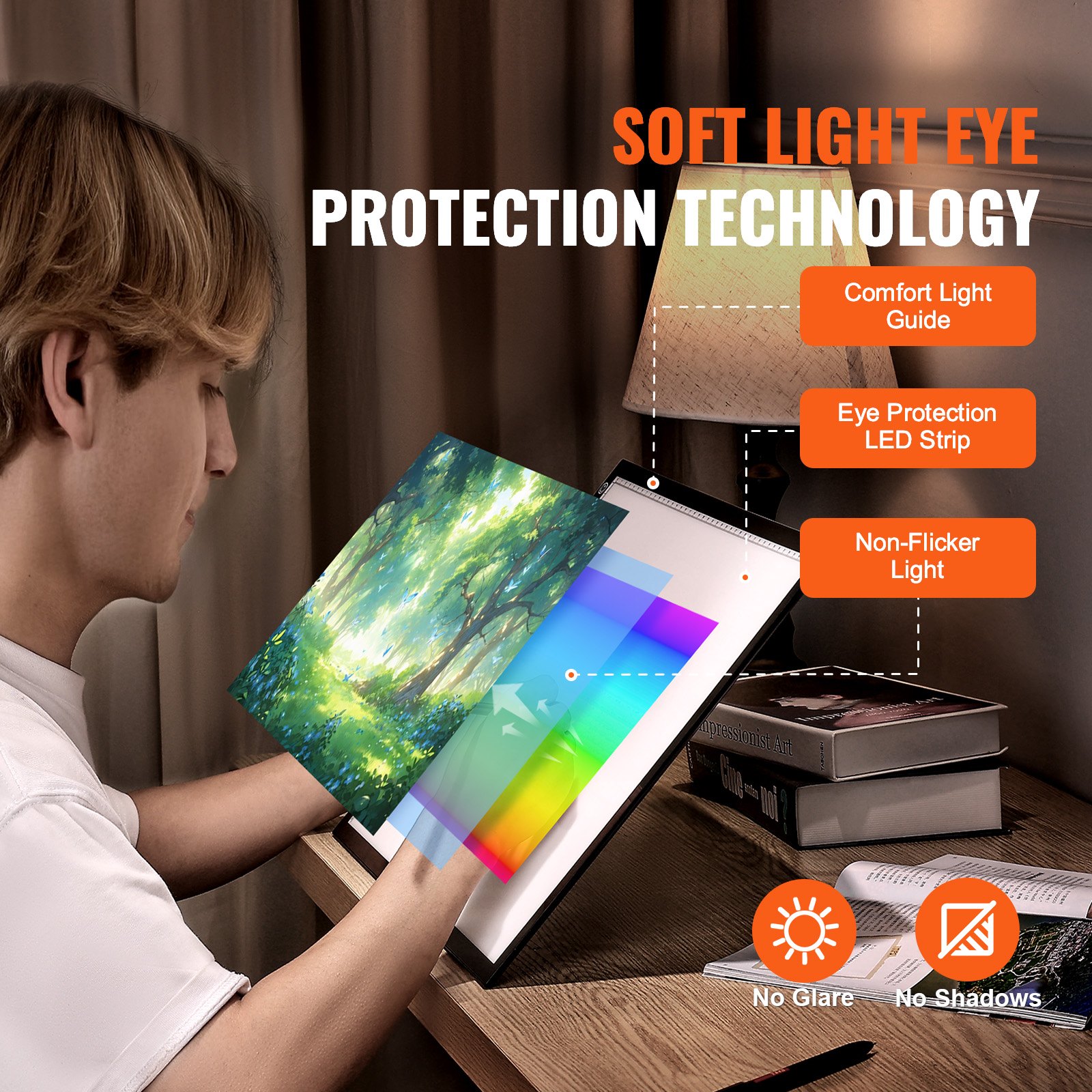 VEVOR Tablero de Luz Panel de Luz LED A3 con Brillo Regulable de 3 Niveles, Mesa de Luz Alimentada por USB para Trazado, Caja de Luz para Pintura con Diamantes, Animación, Bocetos, Estarcido, Negro