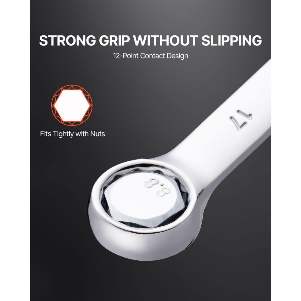 VEVOR 25 PCS Juego de Llaves Combinadas, Juego de Llaves de Boca con Bolsa Enrollable, juego de Llaves Grande de Acero al Carbono Métricas de 6-32 mm para Uso Doméstico, Reparaciones de Automóviles