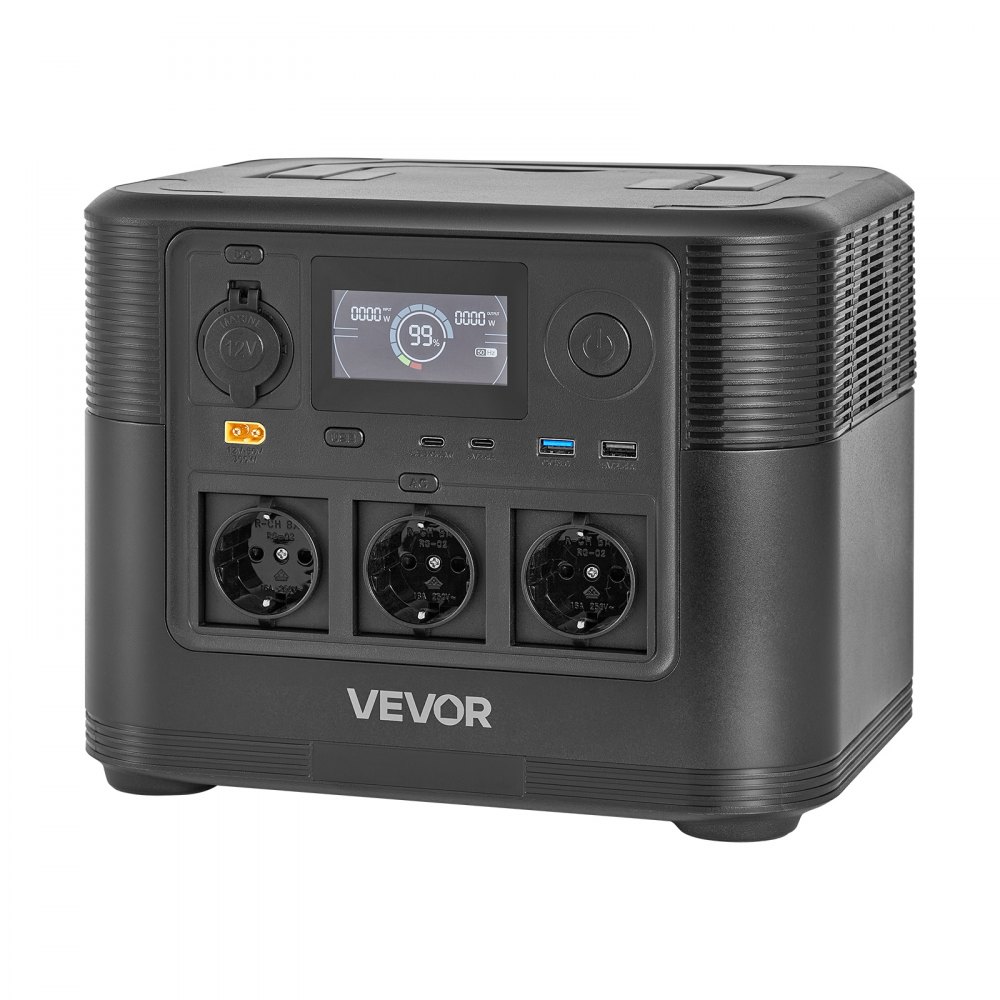 VEVOR Estación de Energía Portátil 1800 W, Generador de Energía Batería de Respaldo LiFePO4 1008 Wh, con 8 Puertos de Salida para Hogar, Campamentos, Viajes en Autocaravana, Panel Solar No Incluido