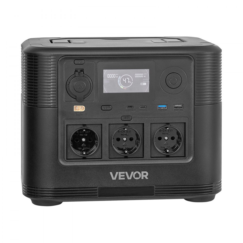 VEVOR Estación de Energía Portátil 1200 W, Generador de Energía Batería de Respaldo LiFePO4 de 806 Wh con 9 Puertos de Salida para Hogar, Campamentos, Viajes en Autocaravana, Panel Solar No Incluido
