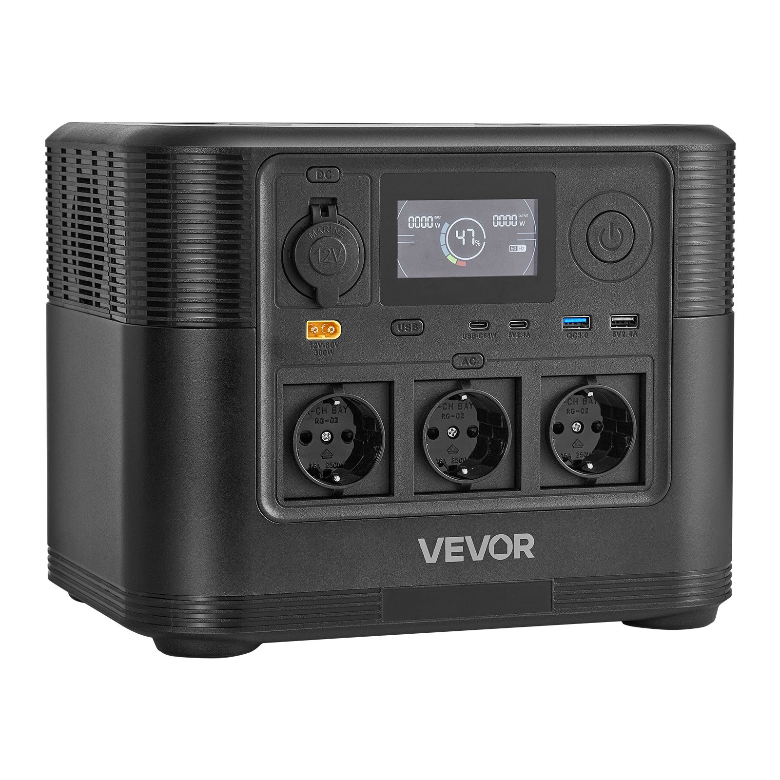 VEVOR Estación de Energía Portátil 1200 W, Generador de Energía Batería de Respaldo LiFePO4 de 806 Wh con 9 Puertos de Salida para Hogar, Campamentos, Viajes en Autocaravana, Panel Solar No Incluido