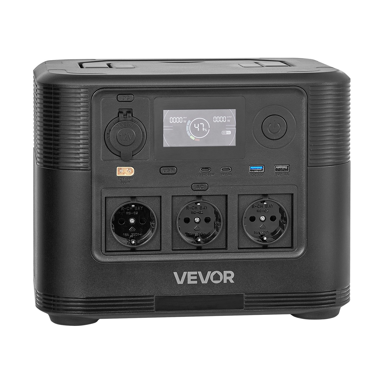 VEVOR Estación de Energía Portátil 1200 W, Generador de Energía Batería de Respaldo LiFePO4 de 806 Wh con 9 Puertos de Salida para Hogar, Campamentos, Viajes en Autocaravana, Panel Solar No Incluido
