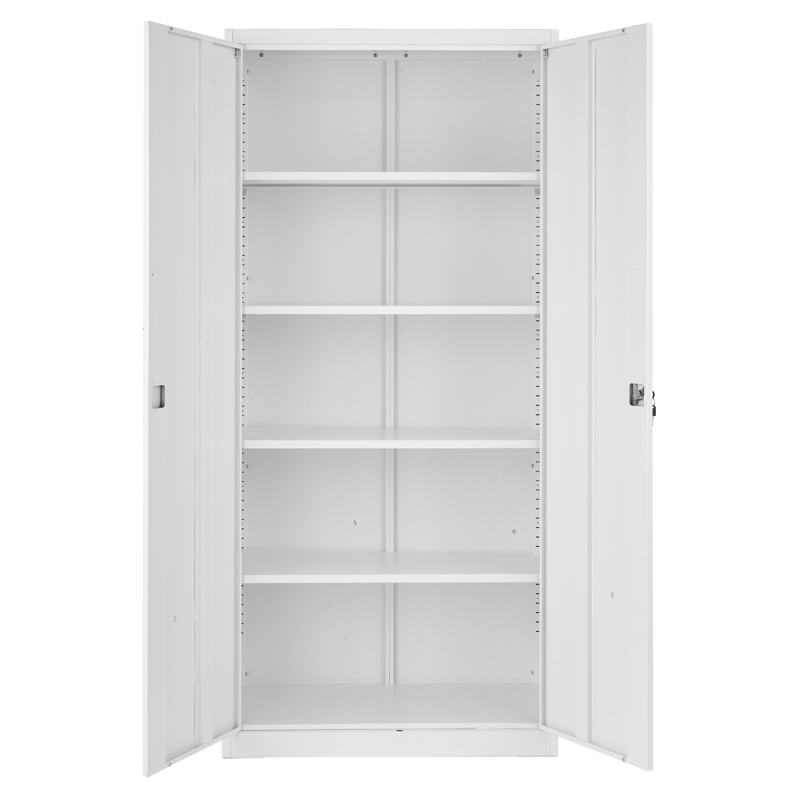 VEVOR Armario de Almacenamiento Metálico de 5 Niveles 80 x 40 x 175 cm, Gabinete de Garaje de Acero con Cerradura, para Herramientas de Despensa, Almacén, Sótano, Lavandería, Oficina, Blanco