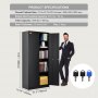VEVOR Gabinete de metal, gabinete con cerradura de acero con 2 puertas magnéticas y 4 estantes ajustables, gabinete de metal de 180,34 cm, capacidad de 90,7 kg por estante con 3 llaves