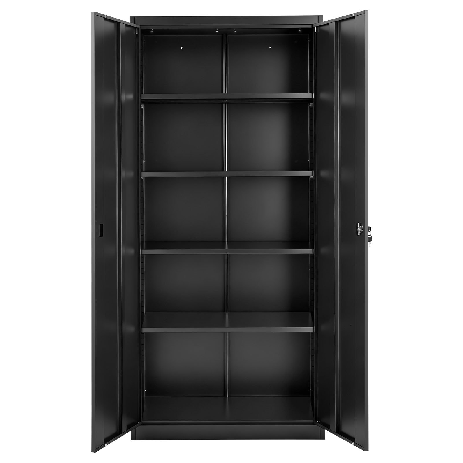 VEVOR Armario Metálico de Almacenamiento 80 x 40 x 175 cm, Armario Multifuncional con Cerradura Puertas Magnéticas 2 Llaves 4 Estantes Ajustables, Mueble Organizador para Oficina Taller Almacén, Negro