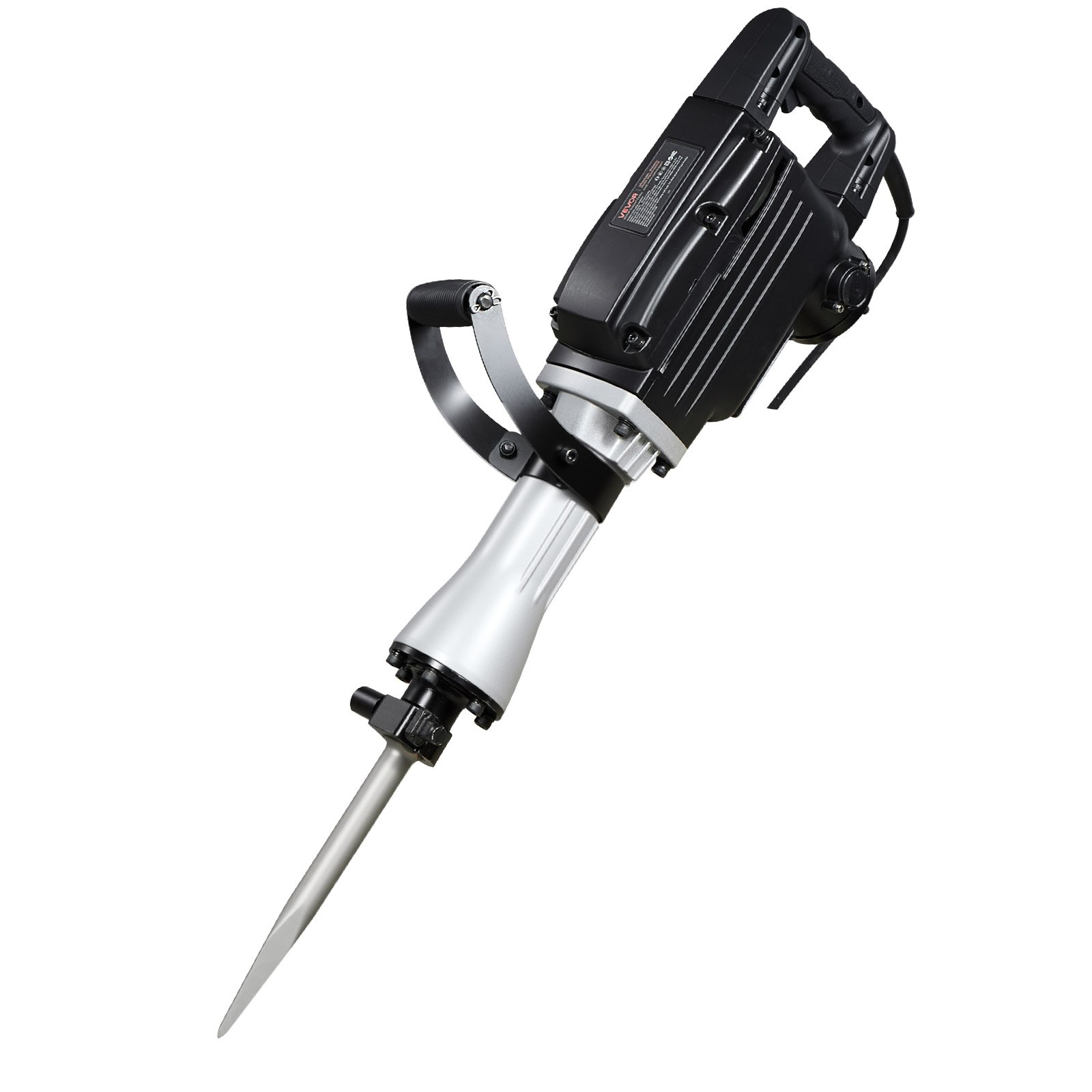 VEVOR Martillo Demoledor Eléctrico de 2800 W y 1200 BPM, con 3 Cinceles, Pala de Arcilla, Guantes y Gafas de Seguridad, para Paredes de Hormigón, Trabajos de Tuberías y Plomería, Color Negro