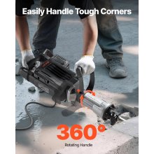 VEVOR Martillo Demoledor Eléctrico de 3000 W, 1700 BPM, con Cincel Puntiagudo, Estuche de Transporte, Guantes y Gafas de Seguridad, para Paredes Hormigón, Ladrillos, Azulejos y Cimientos, Negro