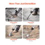 VEVOR Martillo de Demolición 2200 W 1350 BPM Martillo Eléctrico con Cable 1-1/8" con 4 Cinceles Reemplazables Mango Giratorio 360° Rompe Hormigón Antivibración para Cincelar Construcción Fontanería