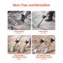 VEVOR Martillo de Demolición 2200W 66J 1350BPM Martillo Eléctrico con Cable 1-1/8" con 6 Cinceles Reemplazables Mango Giratorio 360° Rompe Hormigón Antivibración para Cincelar Construcción Fontanería