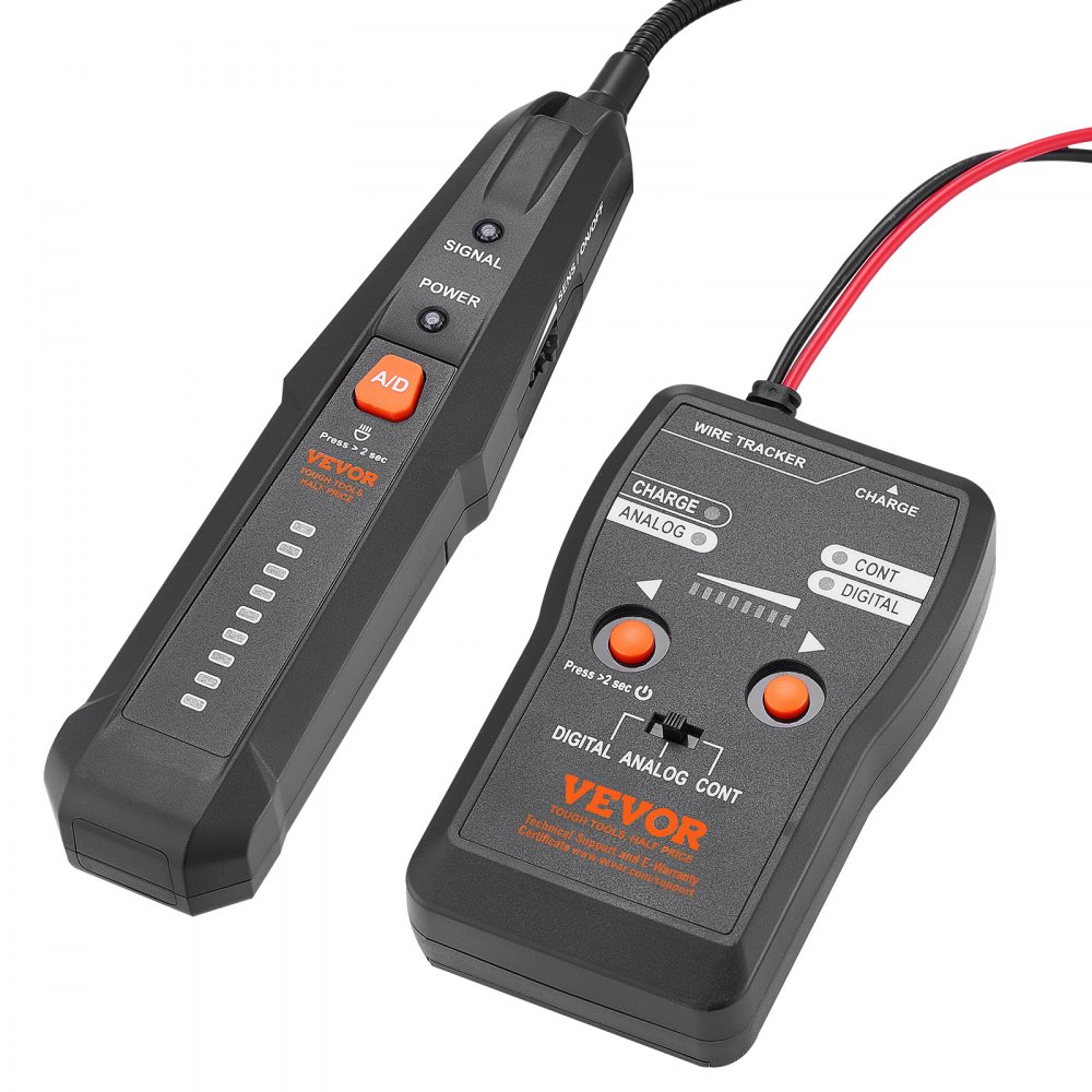 VEVOR Localizador de Cables Subterráneos, Profundidad de Detección de Hasta 2 m y Rango de Detección de 1000 m en Modo Digital, Rastreador de Cables y Detector de Roturas con Auriculares Incluidos