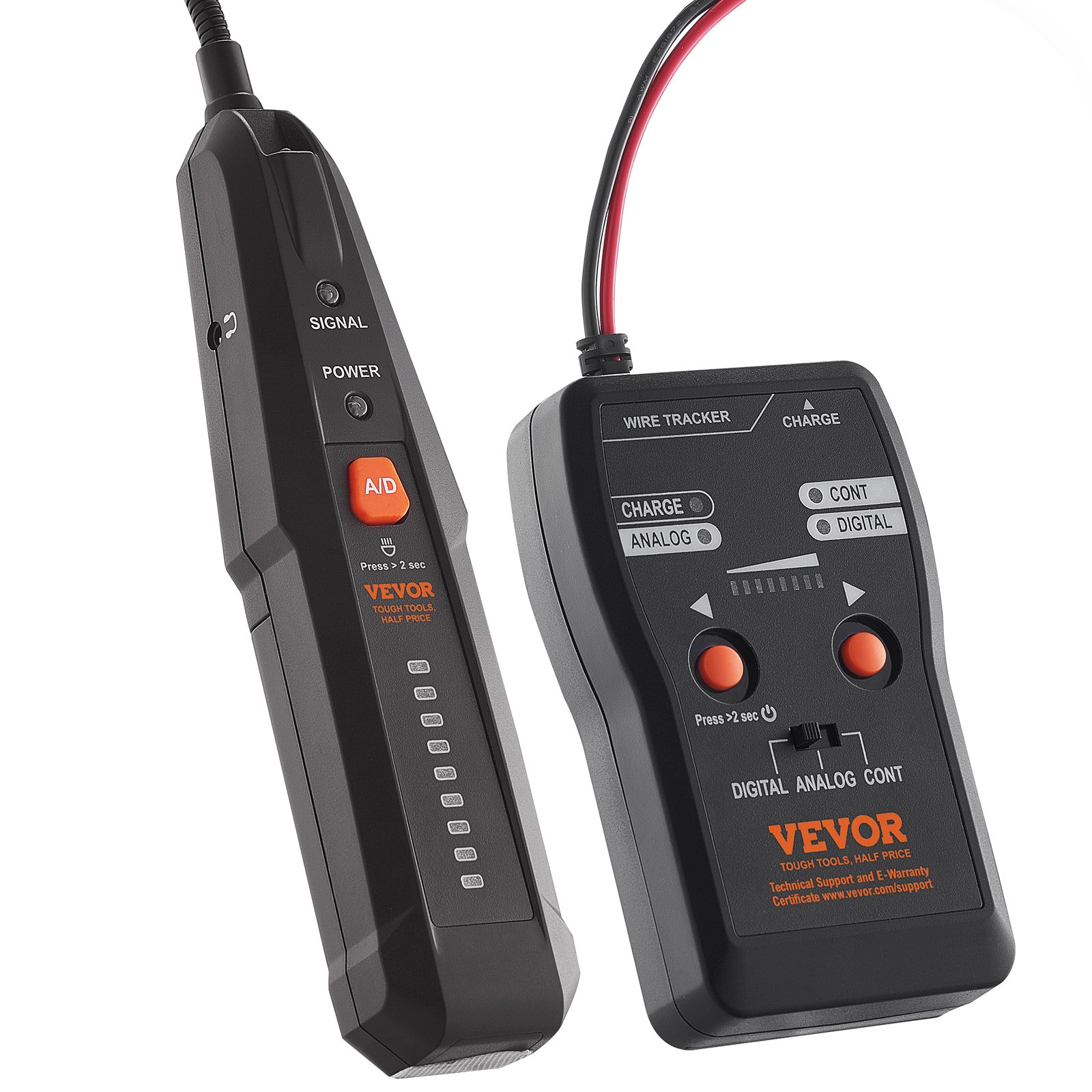 VEVOR Localizador de Cables Subterráneos, Profundidad de Detección de Hasta 2 m y Rango de Detección de 1000 m en Modo Digital, Rastreador de Cables y Detector de Roturas con Auriculares Incluidos